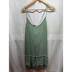 Hollister‎ Green Dress XL Sleeveless Mini Ruffle Hem Tie Back Casual Summer